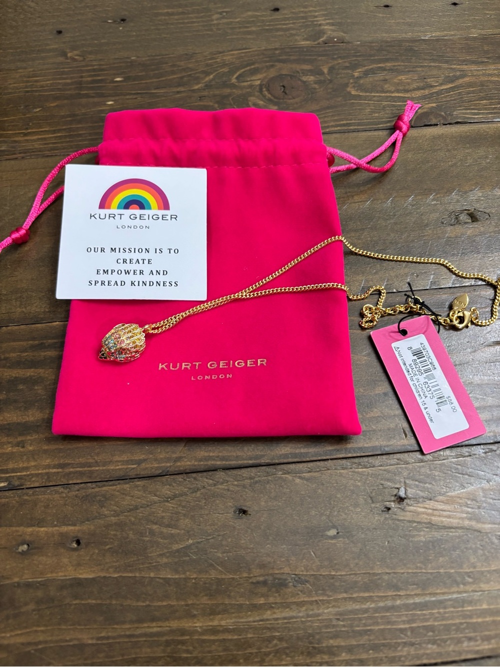 Kurt Geiger London Eagle Pendant Necklace with Dust Bag
